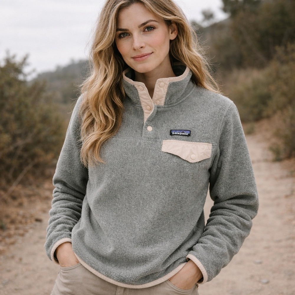 Patagonia Womens Synchilla‎ Snap-T Fleece Pullover Gray Pink 25455 FA17 Small